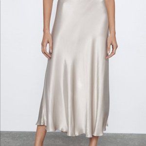 NWT Zara Champagne Slip Skirt